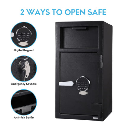Fireproof Depository Safe with Drop Slot, Electronic Anti-Theft Drop Safe for Business with Programmable Numeric Keypad Lock and Spare Keys, Cash Drop Safe Box for Office Home Retail Store