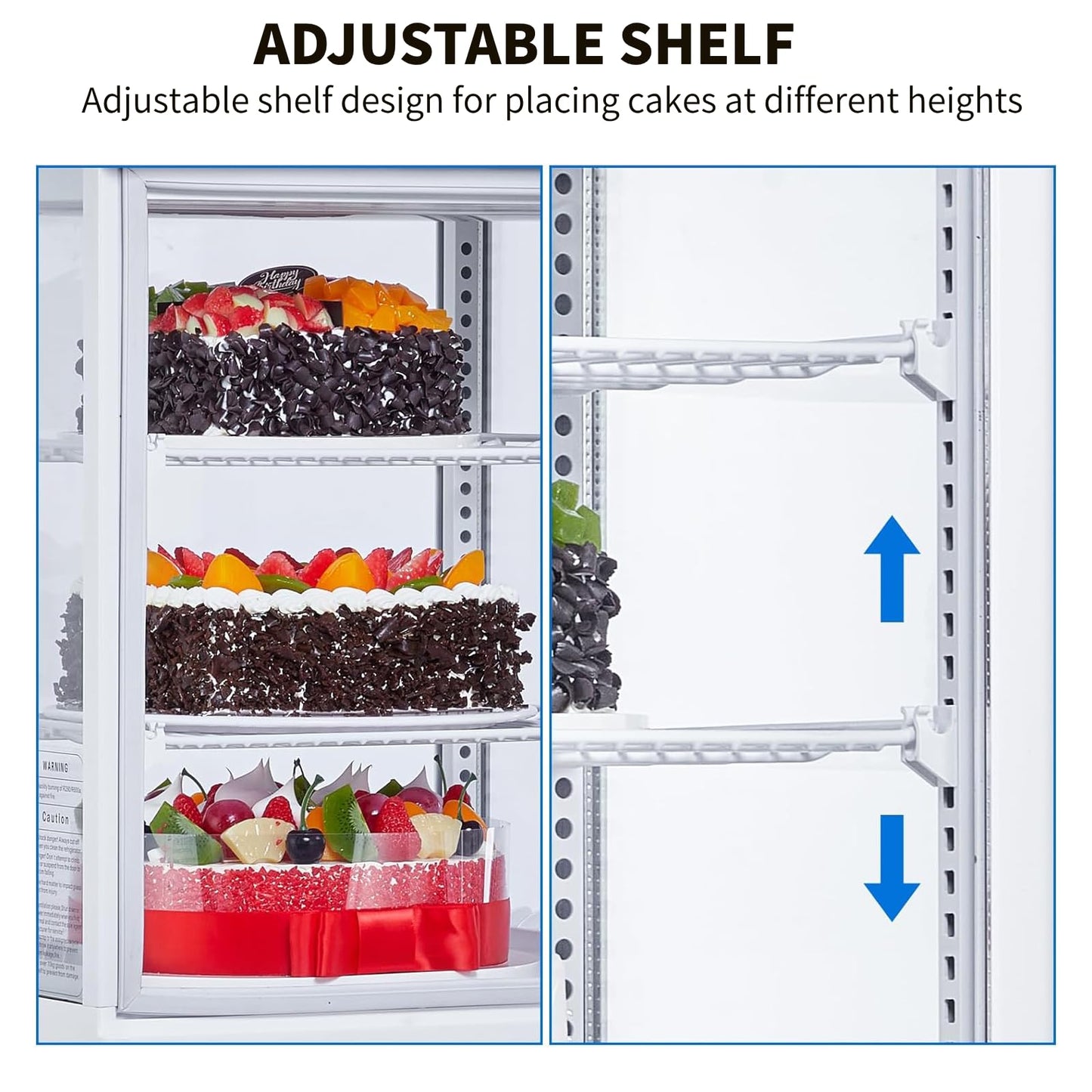 Towallmark Commercial Refrigerator Display Case, 2 Cu.Ft. Countertop Pastry Display Case, Single Door Cake Fridge Bakery Refrigerator with Double-Layered Glass Door and LED Lighting, White