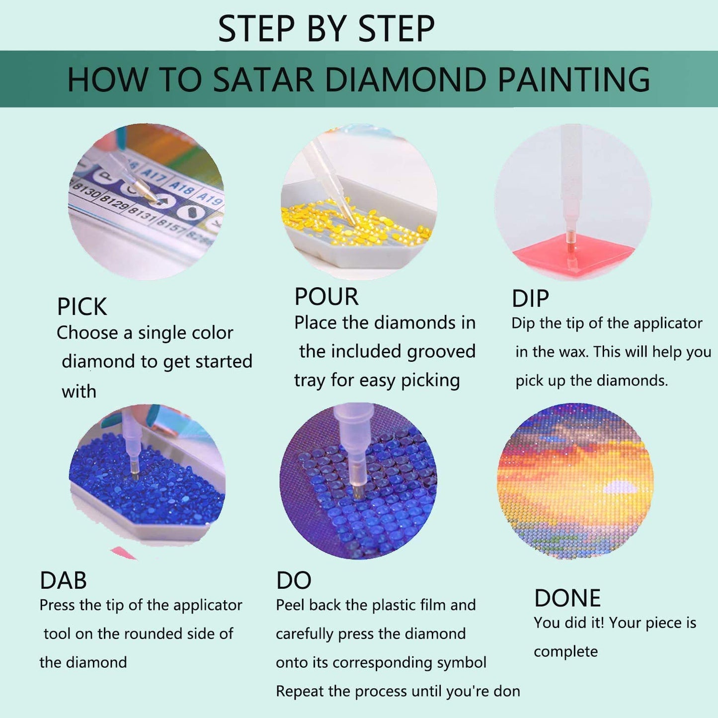 JATOK Diamond Painting Kits for Adults DIY Flowers Full Round Drill Cross Stitch Embroidery Pictures Arts Paint by Number Kits Diamond Painting Kits for Home Wall Decor （3 Sets