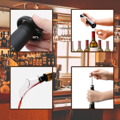 Electric Wine Opener Set, Automatic Cordless Wine Bottle Opener with Foil Cutter, Aerator, Vacuum Stopper
