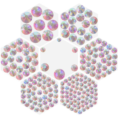Massive Beads 6500pcs+ Flatback Glass Hotfix Iron On Rhinestones Crystal for DIY Making with 1 Tweezer & 1 Picking Pen for Shoes, Clothes, Face Art, Bags, Manicure (Crystal AB, 6-Sizes)