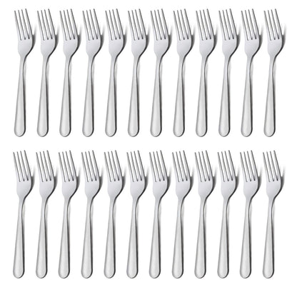 Unokit 24-Piece Stainless Steel Dinner Forks Silverware - 7.1 Inch Silver Dinner Forks Set of 24, Forks Set, Flatware Forks for Home, Kitchen or Restaurant, Mirror Polished, Dishwasher Safe