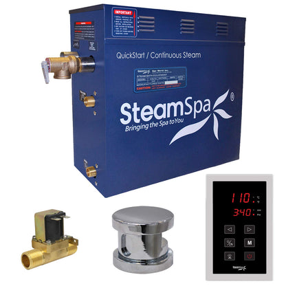 STEAMSPA 7.5kW Steam Sauna Generator Sentry Series 240V Steam Generator with Touch Screen, Steamhead, Built-in Steam Shower Auto Drain, ACU Quickstart Steam Bath Generator (Chrome)