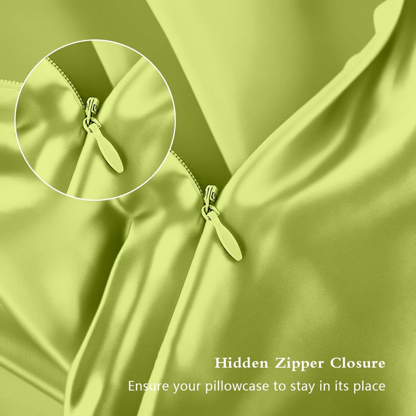 Skiennix Silk Pillowcases - Mulberry Silk Standard Set of 2 | Smooth, Anti-Acne, Olive Green with Zipper