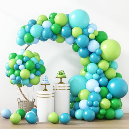 RUBFAC Blue & Green Balloons - 129pcs in 5-18 Inch Sizes for Garland & Arch | Perfect for Parties & Events
