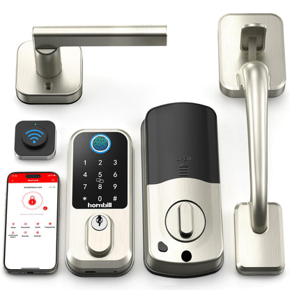 WiFi Smart Locks for Front Door: Hornbill Keyless Entry Door Lock with Handle, Fingerprint Keypad Deadbolt Front Door Lock Set, Electronic Biometric Digital Lock, App Remote Control, Oil Rubbed Bronze