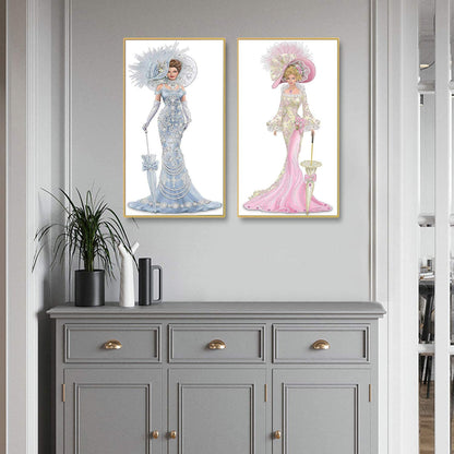 VAVCASE 2 Pack DIY 5D Diamond Art Painting Kits, Special Shaped Rhinestones, Partial Drill Lady with Hat Crystal Diamond Art Crafts Kits (12x24 inch)