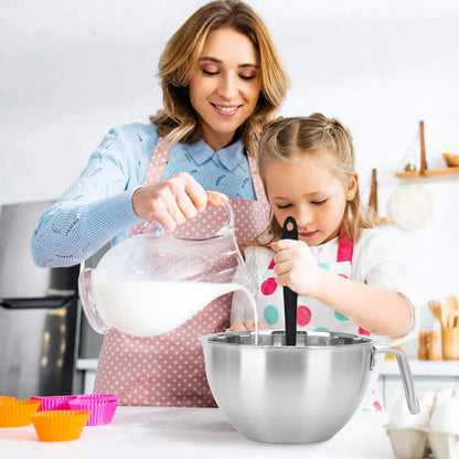 3PCS Double Boiler Pot Set, 1250ML/1.1QT Mixing Bowl with Scale 2200ML/ 2QT Stainless Steel Heating Pot with Silicone Spatula for Cheese Chocolate Candy Candle Soap Wax Melting (1250ml+2200ml)