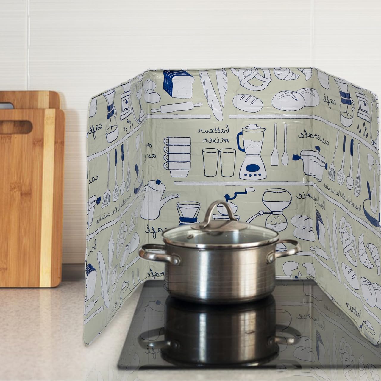 OKUMEYR Oil Splatter Screen Foil Plate 33.07X15.35 Inch Adjustable Stove Burner Heat Insulation Guard Kitchen Oil Barrier Shield for Cooking Cleanup