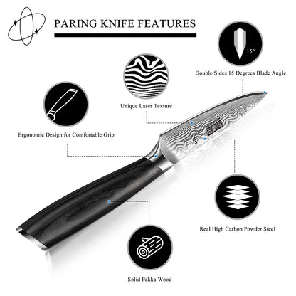 HOSHANHO Paring Knife 3.75 Inch, High Carbon Powder Steel Forged Small Kitchen Knives, Razor Sharp Japanese Fruit Knife with Ergonomic Pakkawood Handle
