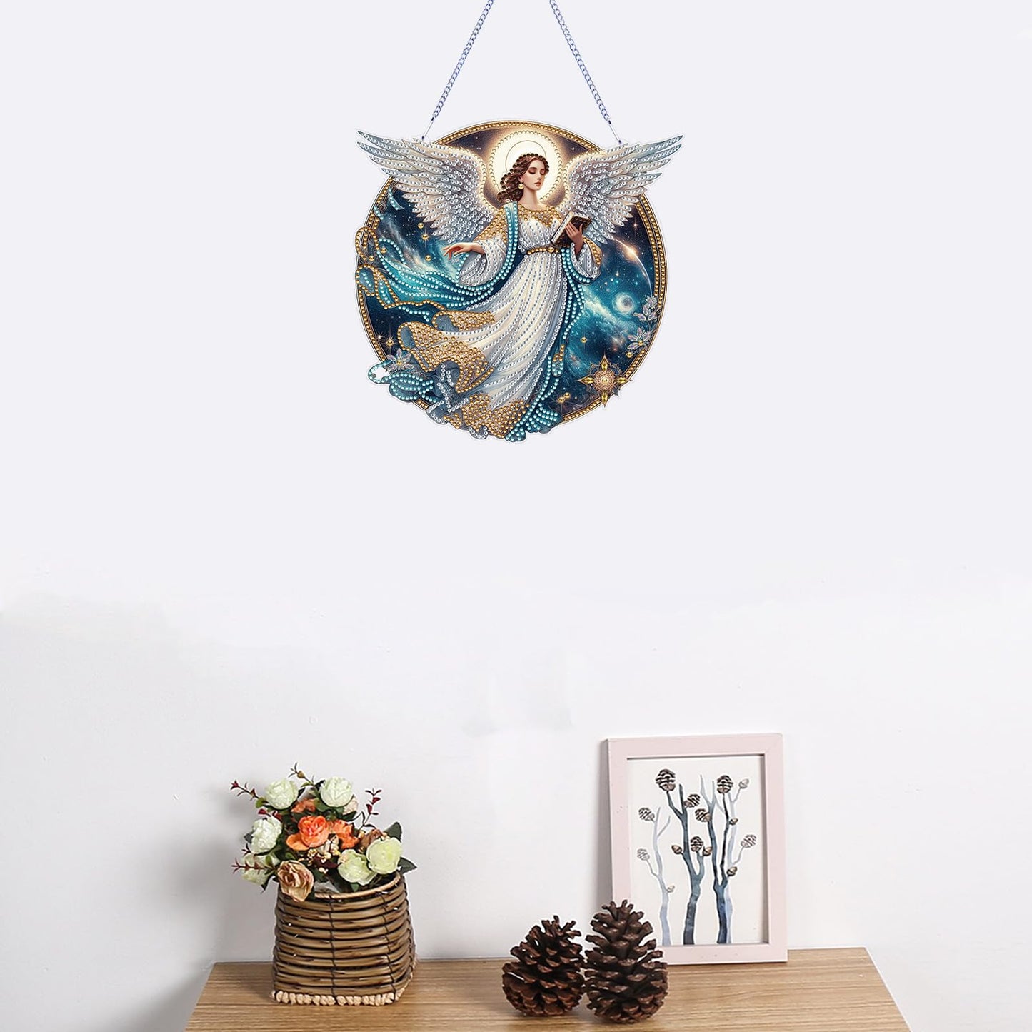ARTopet DIY Diamond Pendant Ornament - Special Shaped Crystal Art Painting - Hanging Single Sided Ornament for Home Garden Wall Door Decor - Angel
