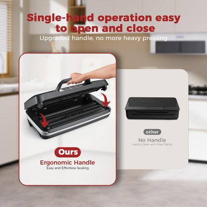 95KPa Vacuum Sealer Machine for food,Full Automatic with Double 12mm Heat Seal, 10in 1 Modes, Built in Cutter & Bag Storage, Includes 1 Roll and 10pcs Pre cut Bags