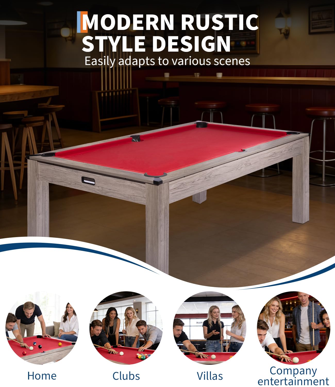 Garvee 7FT Professional Pool Table Set for Adults, Billiard Table Set with Complete Accessories - Rustic Grey Game Table with Black Cloth,Ideal for Home Game Room & Parties