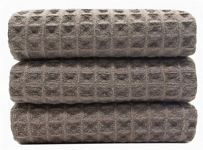 VeraSong Waffle Weave Thick Microfiber Dish Drying Towels Absorbent Tea & Hand Towel Lint Free 16x24 Inch 3 Pack Gray
