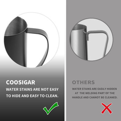 Coosigar Milk Frothing Pitcher 600ml/20oz,304 Stainless steel Espresso Steaming Pitcher,milk frother cup,Milk Jug Cup,Latte Art(black)