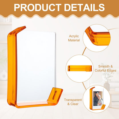 uxcell 5x7 Inch Acrylic Picture Frame, Floating Picture Frames for Wall or Tabletop Display, Hanging Photo Frame Stand for Office Home, Orange