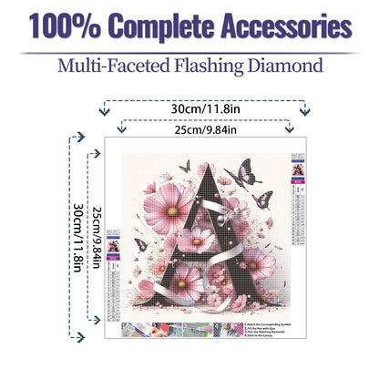 JATOK Alphabet Diamond Art Kits for Adults, Personalized Diamond Painting for Beginners Full Round Drill 5D DIY Gem Pictures, Custom Your own Symbols Home Wall Decor 11.8x11.8in/30x30cm, A