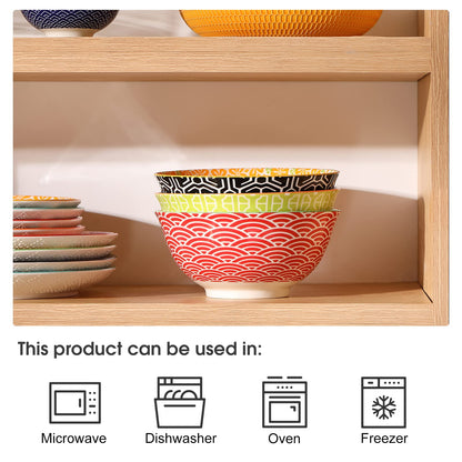Metahom Salad Soup Bowls, Large Serving Bowls for Pho, Pasta Rarmen, 48 Oz Stackable Ceramic Bowls for Kitchen, Set of 3, Microwave & Dishwasher Safe