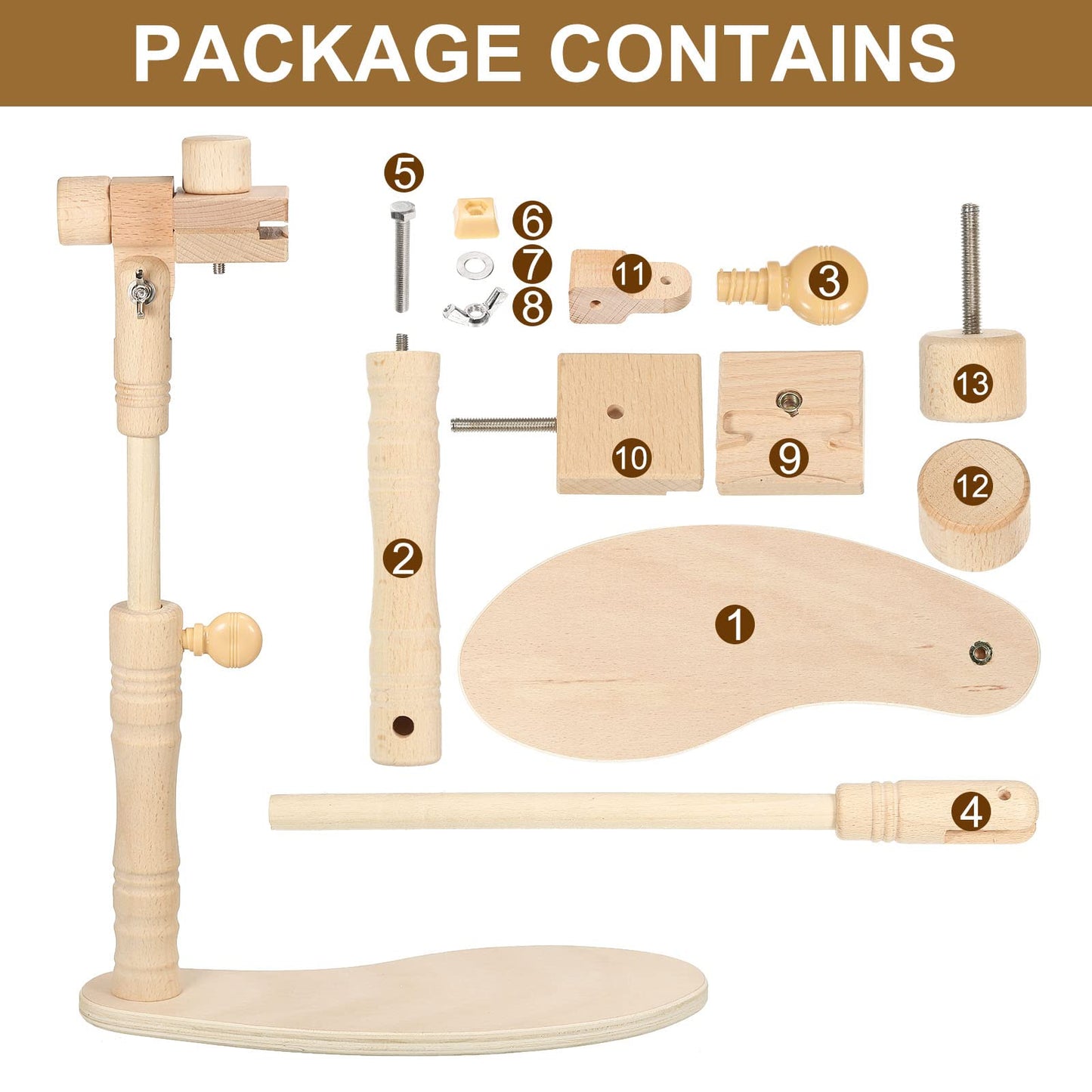 PATIKIL Embroidery Hoop Stand, Adjustable Embroidery Frame Stand Beech Wood Rotated Embroidery Hoop Stand for Cross Stitch Sewing Arts Crafts