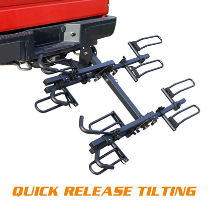 Young 4-Bike Rack Hitch Mount Platform Style Carrier for Cars Trucks SUVs Minivans with 2" Hitch Receiver, 4 Bikes X 40 lbs (160 lbs Total) Load Capacity for 2" Receiver