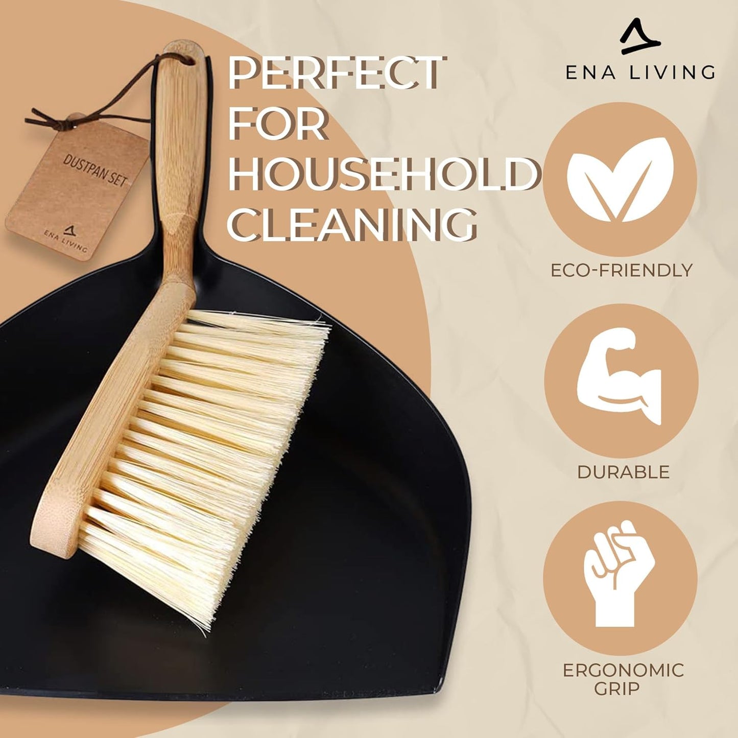 Bamboo Dust Pan & Brush Set, 1 Count