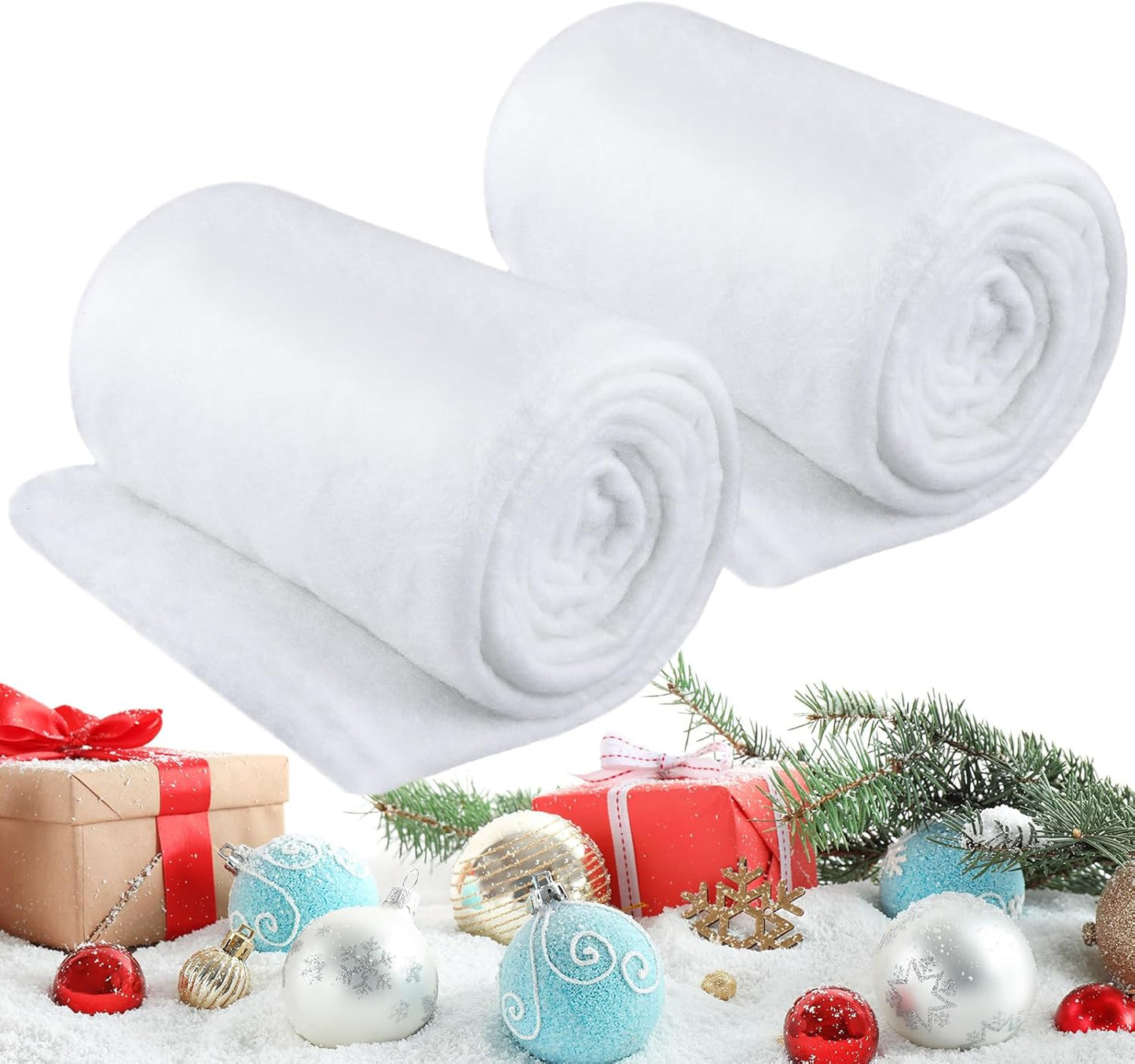 1 Pack 8 12ft Tondiamo ft x Christmas Snow Blanket Roll for Christmas Decorations Village Large Fake Artificial Snow