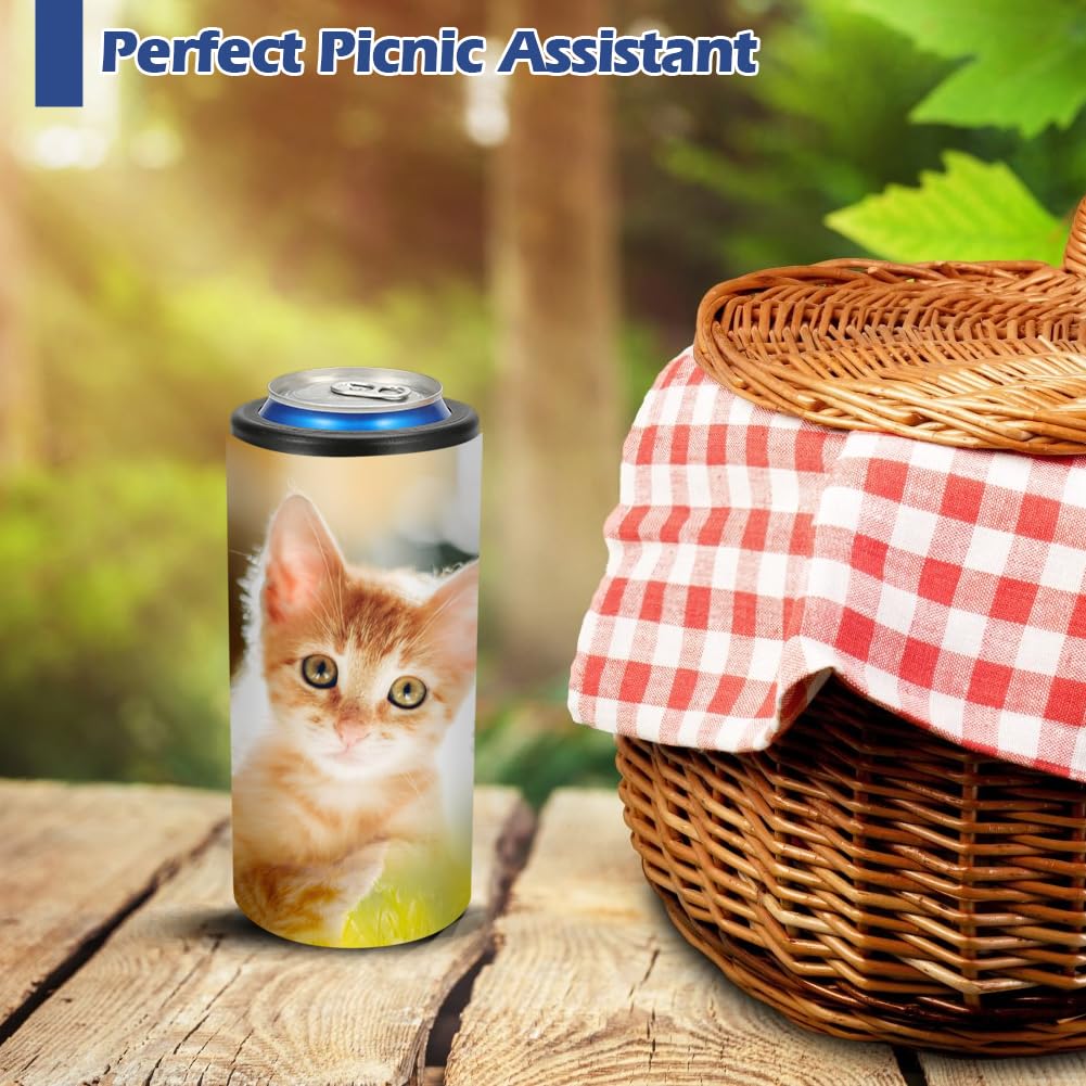 8 Pack Sublimation Slim Skinny Can Cooler Blank Sublimation Can Holder Stainless Steel Insulated Can Cooler Sublimation Tumbler Vinly Gifts, White 12oz