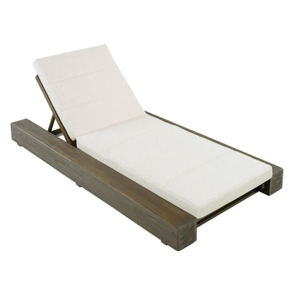 Christopher Knight Home Tory Acacia Wood Chaise Lounge Chair Outdoor Set of 4, Poolside Sun Lounger Recliner, Patio Outdoor Chaise Lounge with Cushions, Adjustable Backrest Lounge Sofa, Grey+Beige