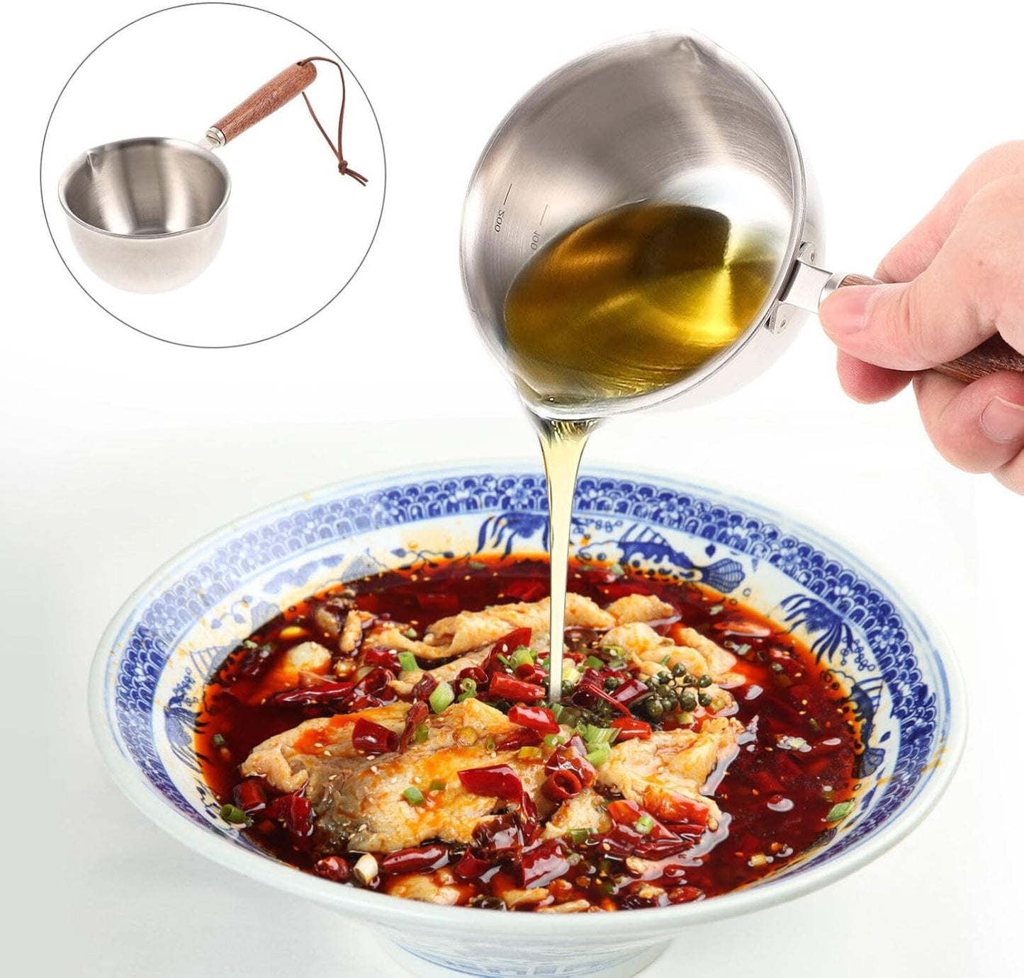 Mini Milk Warmer Pot, Small Sauce Pan, Stainless Steel Pot for Cheese Melt, Butter with Wood Handle