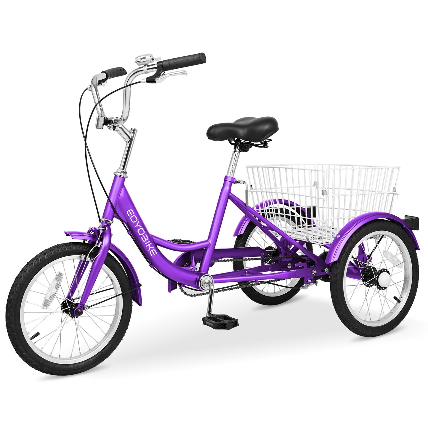 H&ZT Adult Tricycle, 3 Wheeled Bike, Trike Cruiser Bike, with 7-Speed Gear, Parking Brake Handle, Low Step, Large Rear Basket, Elderly Friendly, for Men, Women, and Teens