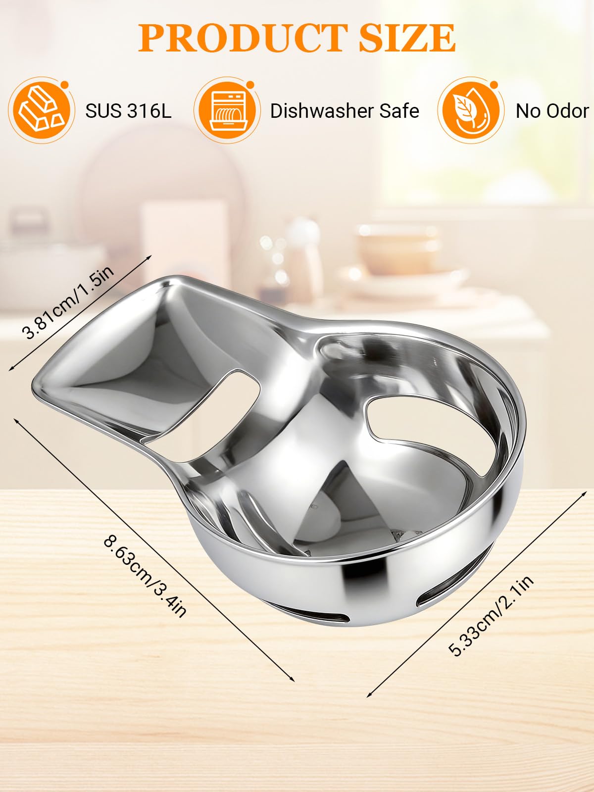 2 Pack Stainless Steel Egg Separator, Clip-On Egg Yolk Separator Tool, Hands-Free Egg White Separator from Yolk for Raw Eggs, Dishwasher Safe Yolk Separator for Any Bowl or Basin