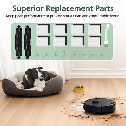 19 Pack Replacement Accessories kit Compatible with eufy L60/ L60 SES/ L50/ L50 SES Robot Vacuum Replacement Parts, 2 Pack Roller Brush + 8 Pack Filter & Sponge + 8 Pack Side Brush + 1 Cleaning Kit