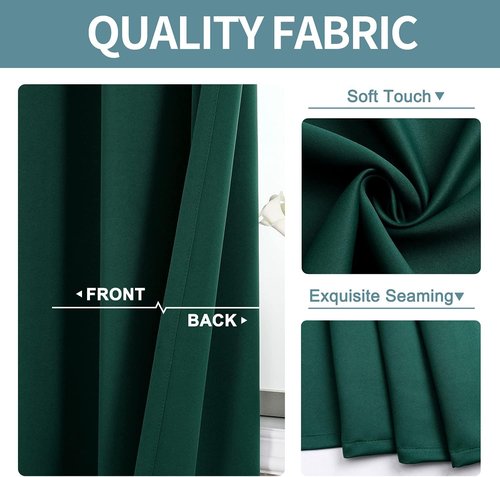 ChrisDowa Blackout Curtains - Thermal Insulated Room Darkening Panels, Forest Green | 42 x 78 Inches, 2-Piece Set