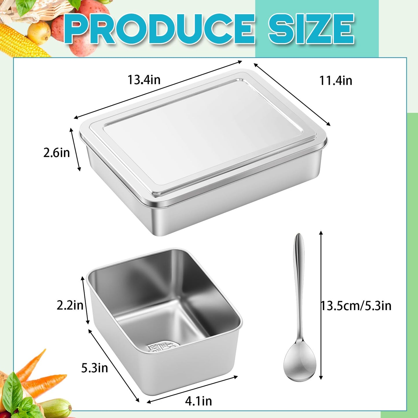Boao 4 Compartment 304 Yakumi Pans Stainless Steel Seasoning Condiment Container with Lids Spoons, Japanese Yakumi Pans Mini Sauces Salad Dressings Storage for Food, Herbs, Spices