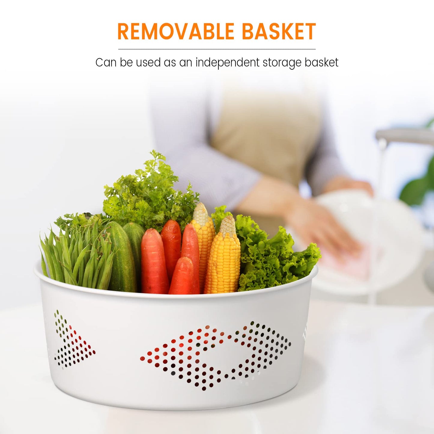 JELLYRATTBIT PP Plastic 5-Tier Rotating Storage Basket Rack, Multi-functional Organizer for Kitchen, Home
