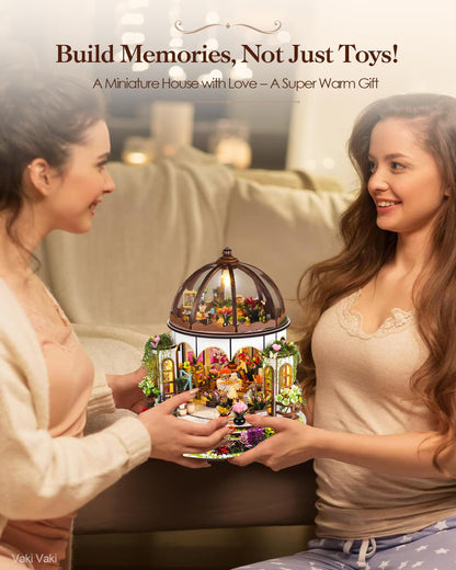 Vaki Vaki [2026 New] Hanging Garden Miniature House Kit with LED Light, Book Nook Kit with Cover for Birthday, 3D Wooden Bookends Puzzle Bookshelf Decor Building Kit Birthday Gifts for Family, Friends