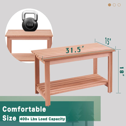 bingaai Western Red Cedar Sauna & Shower Bench 31.5" Fully Assembled – Strong, Durable, Soft-Touch, Insulating Cedar Wood Bench for Bathroom, Sauna, Indoor & Outdoor Use