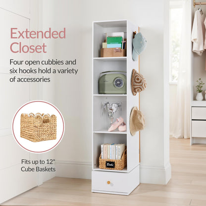 Best Choice Products Rotating Mirror w/Storage Cabinet, 360 Swivel Jewelry Armoire w/Full-Length Mirror, Gold Metal Frame Tower w/Cube Shelves, Built-In Jewelry Organizer & Hook - Gold