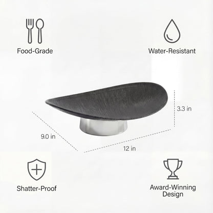12" Modern Decorative Fruit Bowl for Kitchen Counter - Unique Egg-Shaped Pedestal Centerpiece Bowl for Dining Table, Abstract Resin Catchall Key Bowl for Entryway Table, Chic Coffee Table Decor Gift