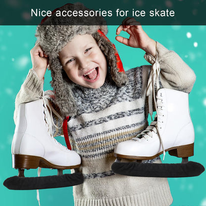 Coolrunner 2 Pairs Ice Skate Blade Covers, Sports Blade Cover Skate Blade Protector for Hockey Skates, Figure Skates and Ice Skates, Black (Black, Large)