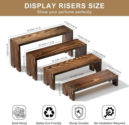 2 Set Wooden Tiered Risers Display Stands for Vendor Events,Stackable Wood Cupcake Display Stand,Farmhouse Decor Wood Dessert Table Display Set,Vendor Booth Display Items,Food Display Risers for Party