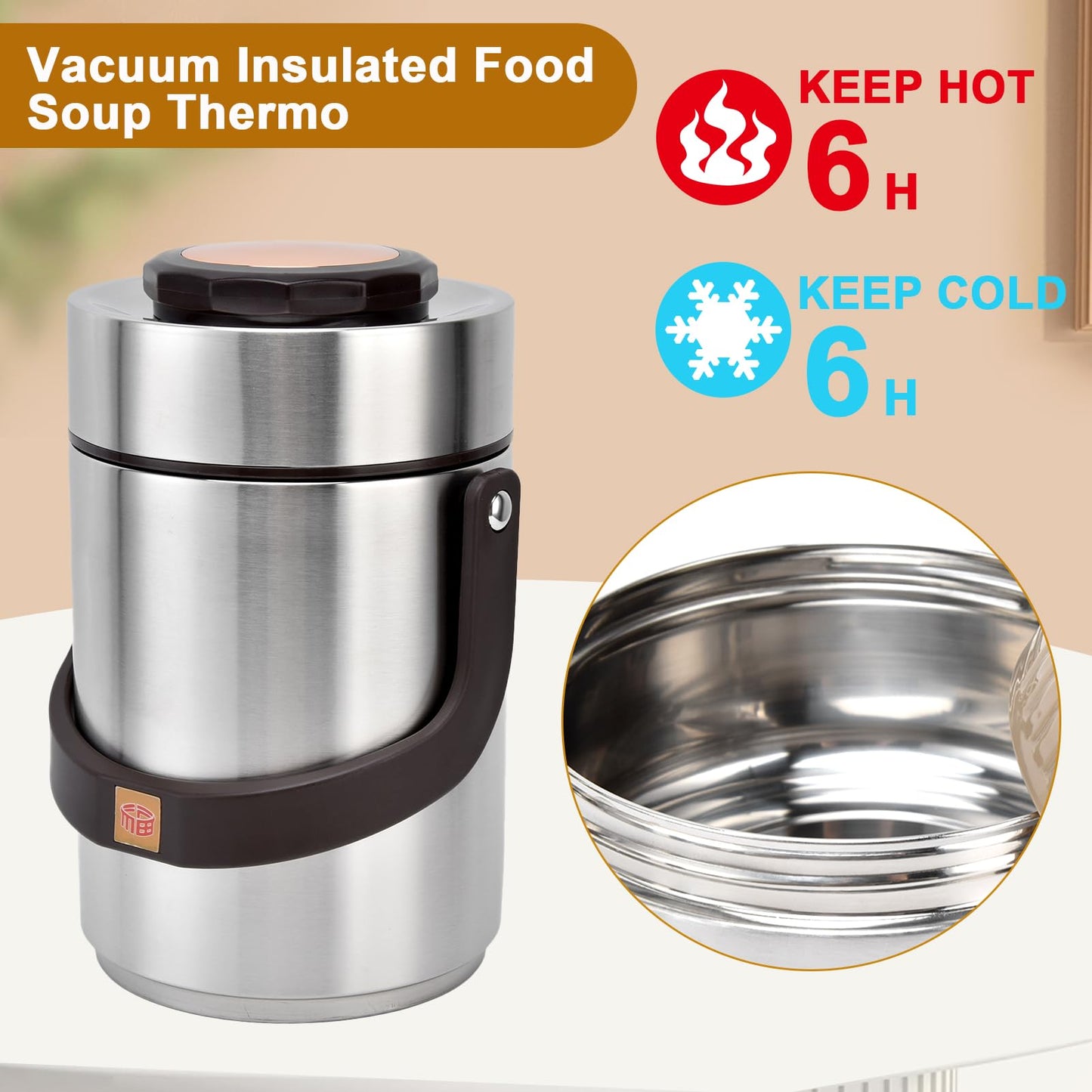 Food Jar For Hot Food Adults Hot Food Container Lunch Box Insulated, 67 Oz Adults Stainless Steel Vacuum Soup Insulation Lunch Box Portable 3 Layer Vacuum Insulated (Original Color)