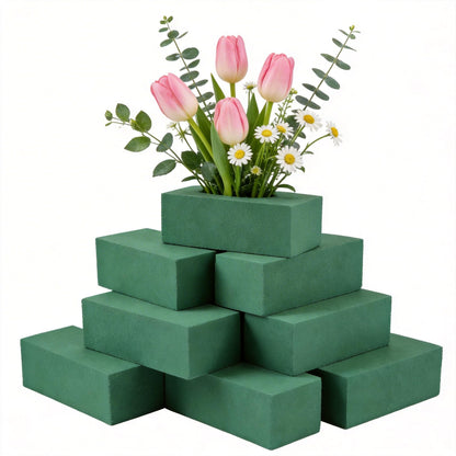 Joanolga 12 Packs Floral Foam Blocks, (7.8” L x 3.5” W x 2.4” H), Dry and Wet Green Flower Foam Block for Fresh & Artificial Flowers, Arrangements, Wedding, Birthdays, Garden Decorations