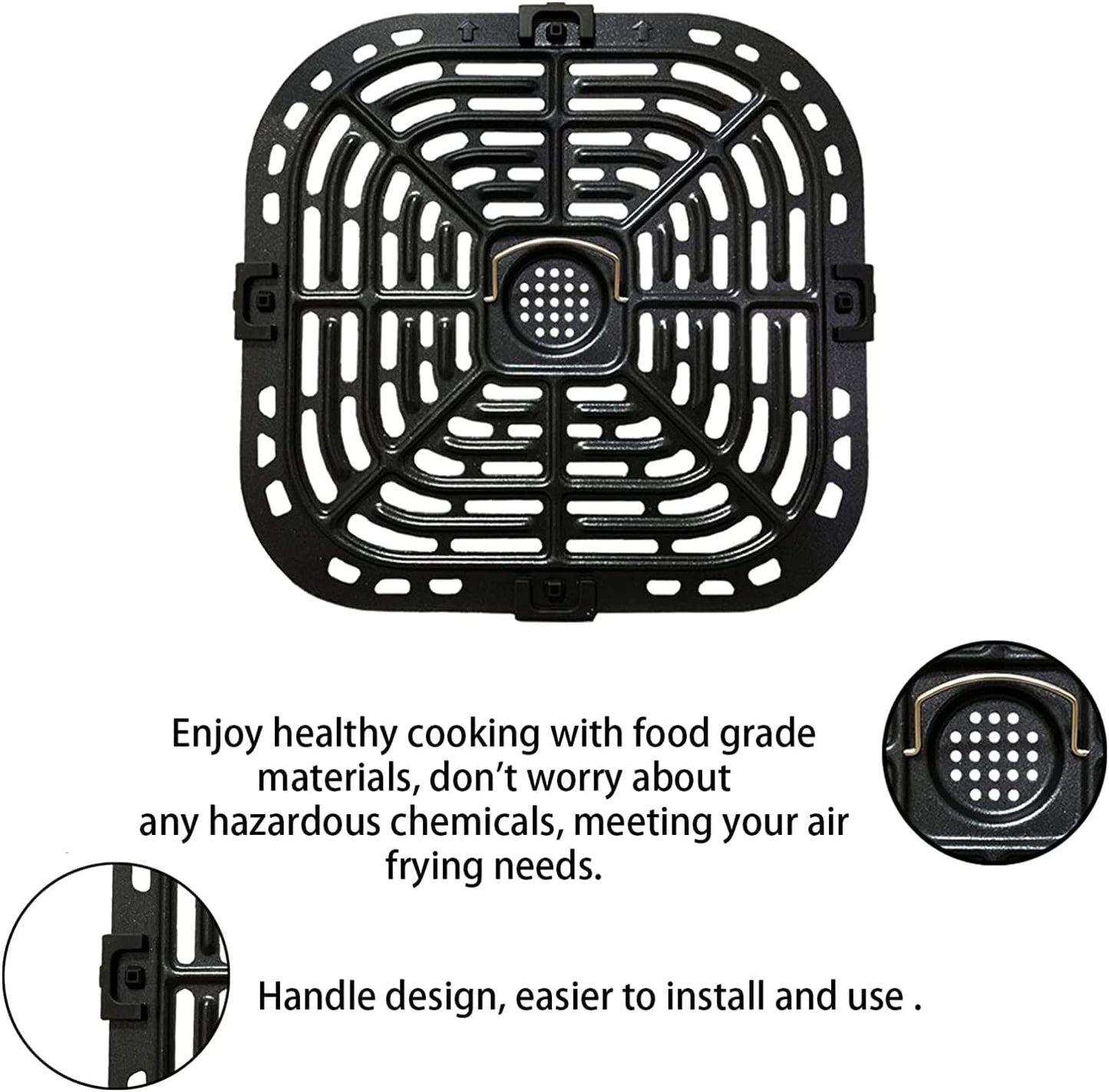 Air Fryer Grill Pan for Instants Vortex 2QT Mini Air Fryer Oven, Nonstick Crisper Plate with Rubber Tabs