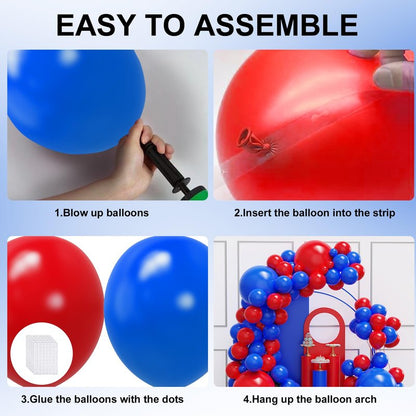 YMSZ Red and Blue Balloon Garland Arch Kit, 134pcs Royal Blue and Red Latex Balloons for Birthday, Graduation, Independence Day Decorations