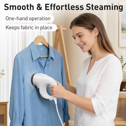 Skiennix Handheld Clothes Steamer - 2800Pa Suction & 25s Heat-Up - Compact Travel Iron with Base & Bag