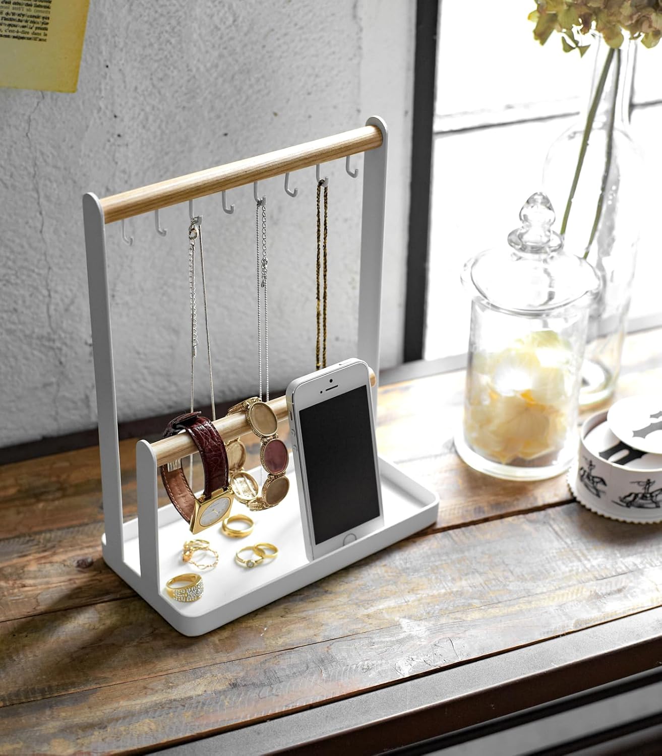 YAMAZAKI home 2311 Accessory Stand, Jewelry Holder & Organizer Storage, One Size, White