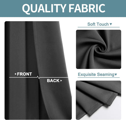ChrisDowa Blackout Curtains - 90-Inch Long Thermal Insulated Room Darkening Panels | Dark Grey, 2-Panel Set