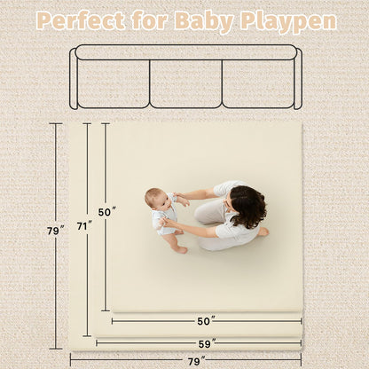 ILPEOD Waterproof Baby Play Mat for Floor Memory Foam 47 * 47 Cushion Playpen Playmat Tummy Time Crawling Mat Nursery Rug Thick Pad Create Soft & Safe Area for Infants,Toddler,Kids,Beige