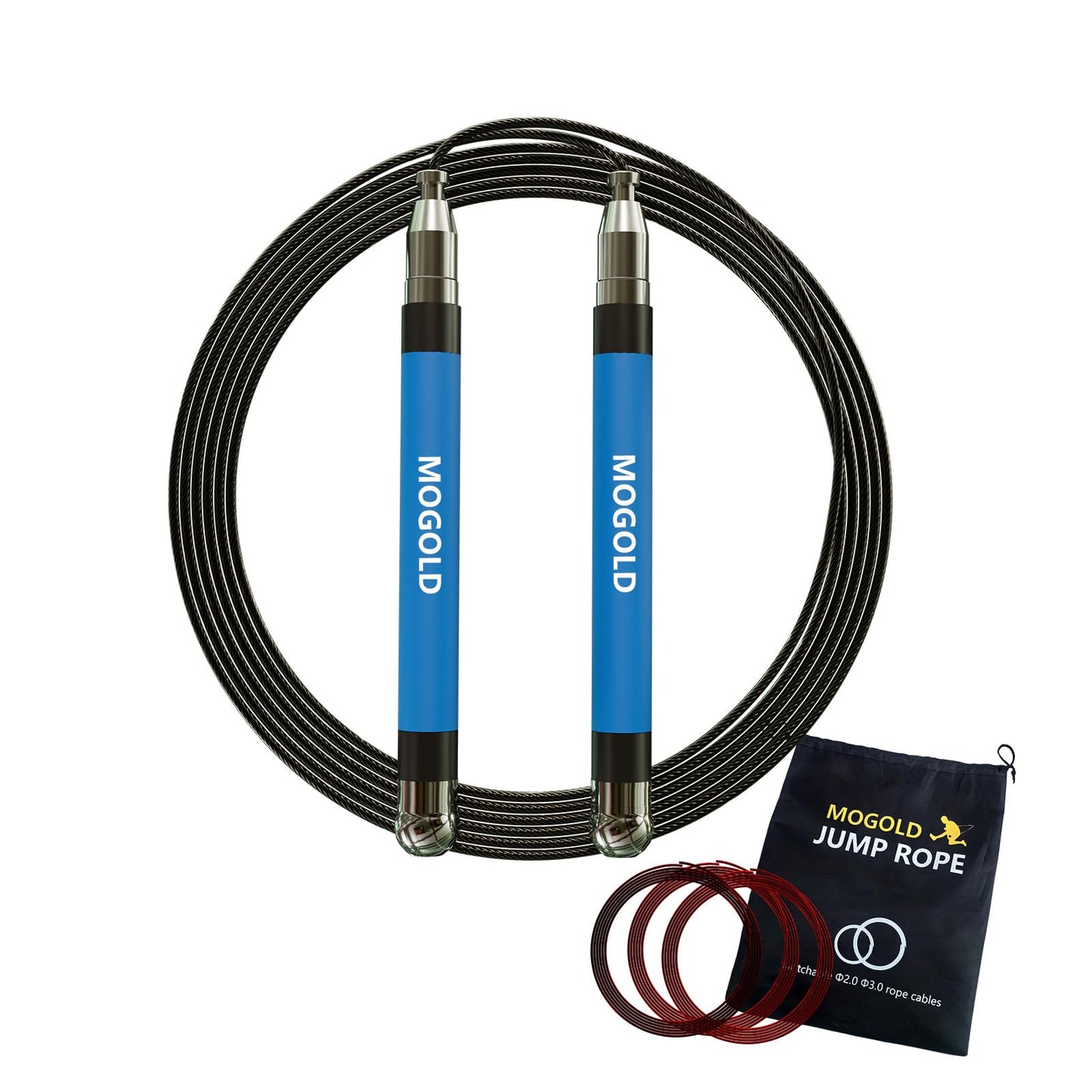 2-in-1 Speed Rope: 2mm for Boxing/MMA & 3mm for CrossFit - Tool-Free Adjustable Cable System with Dual Bearings - Sweatproof Hybrid Grip for High-Intensity Training